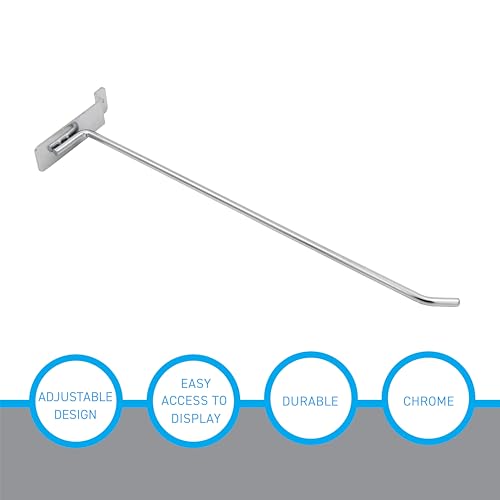 SSWBasics 12" Slatwall Hooks - Chrome - Pack of 50