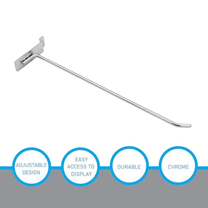 SSWBasics 12" Slatwall Hooks - Chrome - Pack of 50