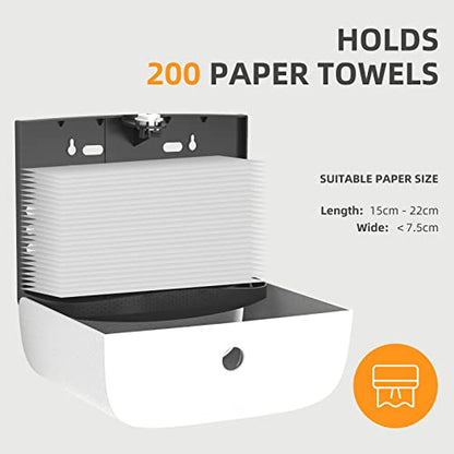 Commercial Paper Towel Dispenser Wall Mount Paper Towel Holder Large Capacity C Fold Hand Towel Dispenser Bathroom Tissue Dispenser (White) - color: White-1