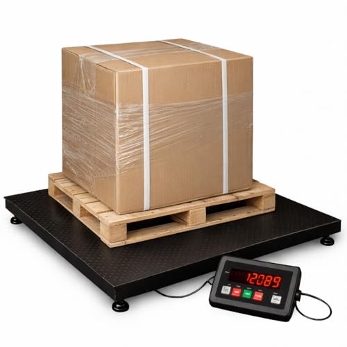 48" x 48" Heavy-Duty Floor Scale, 11,000 lb Capacity, Industrial Weighing Platform for Warehouse, Pallet and Loading Dock Use