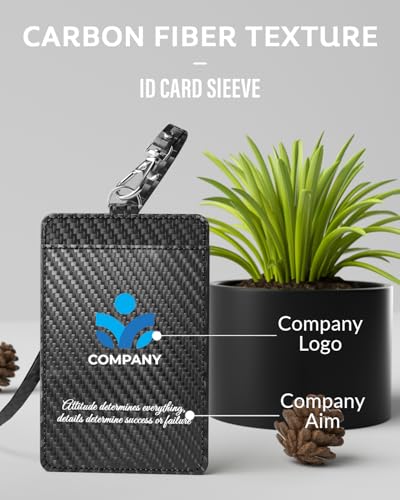 Carbon Fiber Work ID Card Holder, Customized with Logo - color: With Logo