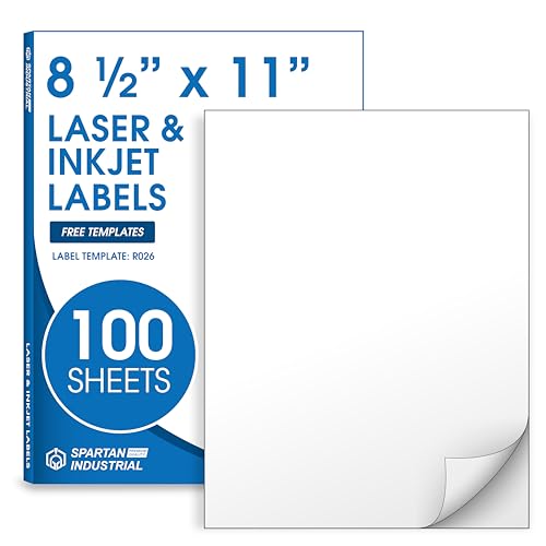 8.5" X 11" Matte White Full Sheet Labels (100 Sheets, 100 Stickers) - size: 8-1/2" X 11"