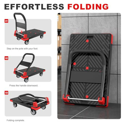 Heavy Duty Foldable Push Cart, 35.4"x23.6" Platform
