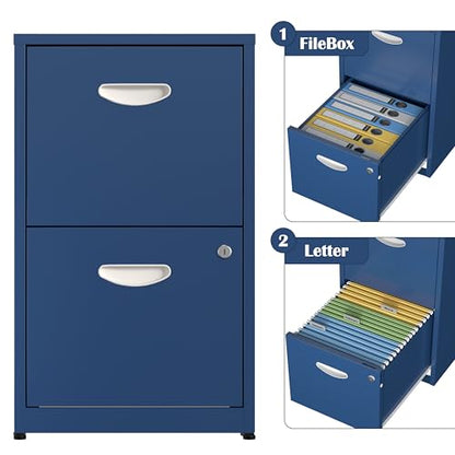SteeLoong 2 Drawer File Cabinet,Metal Office File Cabinet with Lock,Blue - color: Blue, style: 2 Drawer Light Duty