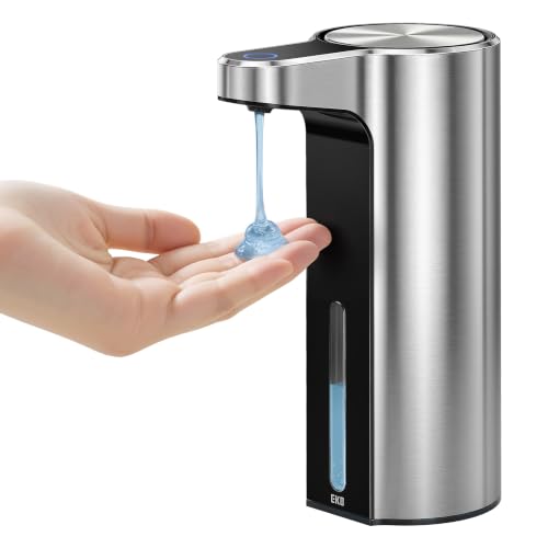 EKO Aroma Touchless Automatic Soap Dispenser for Kitchen and Bathroom, Liquid Hand Soap Dispenser, Rechargeable, 9 fl oz (Stainless) - color: Stainless Steel, size: 9 oz