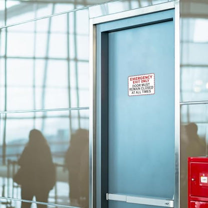 Emergency Exit Only Signs Sticker，Self Adhesive UV, Weather, Scratch, Water & Fade Resistant Door Must Remain Closed At All Times sign for Business, Schools, Offices, Storage Rooms, Hospitals - color: Emergency Exit Only145
