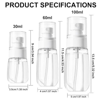 3 Pack Continuous Spray Bottle Atomizing Mister for Hair,Plants,Cleaning,Travel Fine Mist Water Spray Bottles for Styling,Refillable Empty Spray Bottles,Translucent White(30ml+60ml+100ml) - color: G