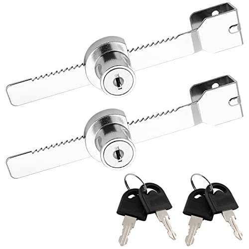 Waziaqoc 2PCS Sliding Glass Door Ratchet Lock, Chrome Finish