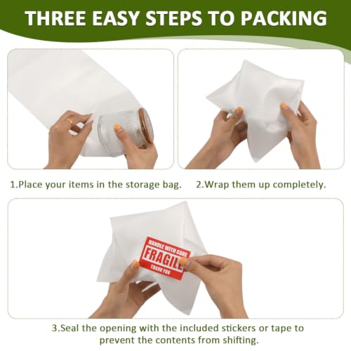 BUYGOO 540Pcs Moving Supplies, Dish Packing Supplies for Moving, Cushion Foam Wrap Pouches with Fragile Stickers, 4 Sizes Foam Wrap Cushioning Material for Packing Storage and Shipping