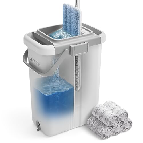 JOYMOOP Mop and Bucket Set for Commercial, 5 Microfiber Pads, White, Max - color: Q