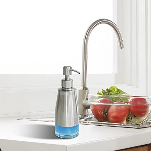AUMIO 2-Pack Soap Dispenser Set, Brushed Nickel & Black with Glass Liner - color: Matte Black & Silver