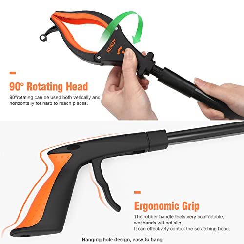 KEKOY 2-Pack Grabber Reacher Tool with Light, 32" Foldable, Orange - color: Orange
