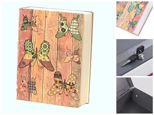 Book Safe with Key Lock - Hidden Diversion Safe for Cash & Jewelry, Anti-Theft Fireproof Money Storage Box (9.5x6.2x2.2 Inch) | Hollow Book Secret Safe for Home/Office/Travel (Butterfly - Key Lock) - color: Butterfly - Key Lock