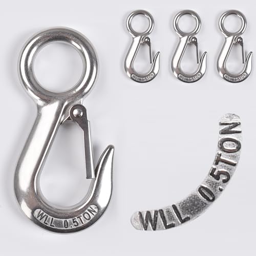 Alele 4Pack 0.5T Crane Scale Grab Hooks, Slip Hooks,Stainless Steel Lifting Hook Rigging Accessory - color: Grab Hooks 0.5T 4P