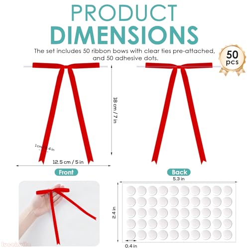 Luceinvita 5" X 7" Red Satin Ribbon Bows (50 Packs) - color: Red, size: 5x7 Inch - 50pcs