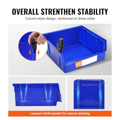 VEVOR Plastic Storage Bins 6 Pack (11 x 11 x 5-Inch), Hanging Stackable Storage Organizer Bins, Heavy Duty Stacking Containers for Closet, Garage, Office, Home, Pantry or Small Parts Organization - style: Red&Blue-6PC-10L