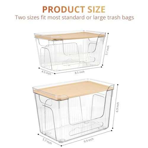 CANTAMI Plastic Trash Bag Dispenser with Lids, Stackable, 2Pack, 1XL+1S