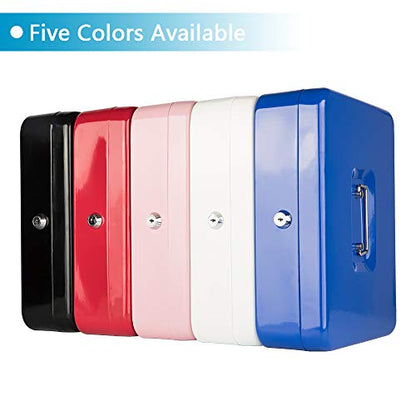 KYODOLED Locking Cash Box with Lock,Money Box with Cash Tray,Lock Safe Box with Key,Money Saving Organizer,11.81Lx 9.45Wx 3.54H Inches,White XL Large - color: White