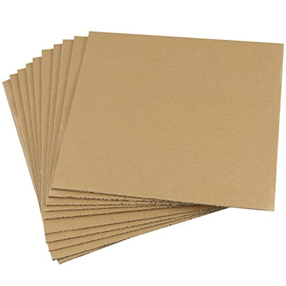PINGEUI 50 PCS 10 x 10 Inches Corrugated Cardboard Sheets, 1/8" Thick Brown Kraft Cardboard Sheets, Corrugated Cardboard for Packing, Mailing, Crafts - size: 50 PCS 10 x 10 Inch