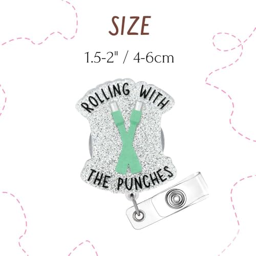 Rolling with The Punches Badge Reel Funny Humor Derm Dermatology Work ID Name Holder with Retractable Clip Appreciation Gift for Dermatologist Esthetician Dermatome Cardiology Physical Therapists - style: Rolling with the Punches