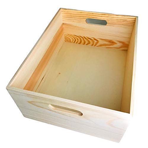 Unfinished Wooden Crates 4 Pack - Nesting Pine Wood Boxes with Handles - color: Unfinished