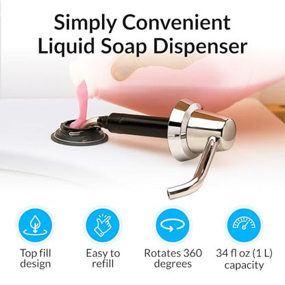 Bobrick B-822 Manual Top Fill Liquid Soap Dispenser 34 fl oz. (1L) Liquid Soap Capacity, 4- Inch Free-Turning Spout for Public Restroom Countertops, Chrome Finish - size: 4" Spout, style: Liquid