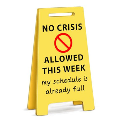 Funny Office Desk Accessories Decor NO CRISIS ALLOWED Acrylic Mini Floor Do Not Disturb Sign Funny Cute Gag Office Decorations Gifts for Work Women - style: NO CRISIS ALLOWED