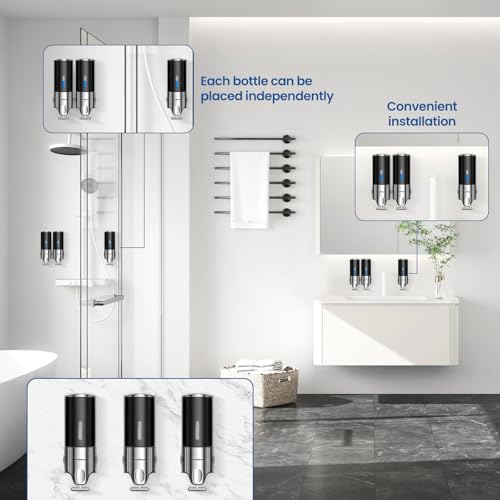 EXIN DECHEN Shampoo and Conditioner Dispenser(Triple x 16.9 oz,Black) - color: Black