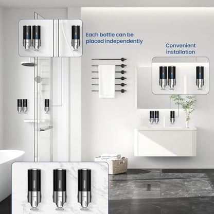 EXIN DECHEN Shampoo and Conditioner Dispenser(Triple x 16.9 oz,Black) - color: Black
