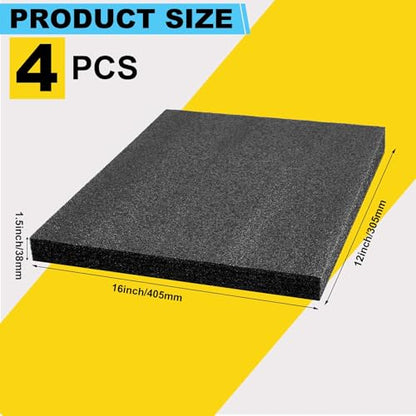 Treela 4 Pcs Customizable Polyethylene Foam Sheets 16x12x1.5" - size: 16x12x1.5''