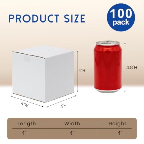 Mefleet 4x4x4" Small Shipping Boxes 100 Pack Corrugated Cardboard Box White - size: 4x4x4 inches (100 Pack)