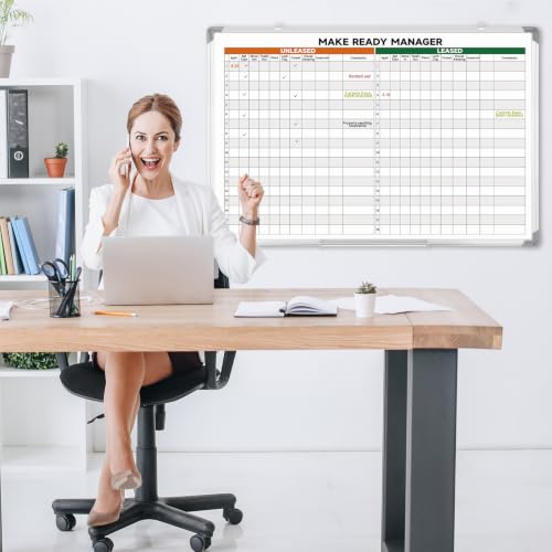 Lincia 36 x 24 Inch Dry Erase Make Ready Manager Board Double Sided - style: Make Ready Manager