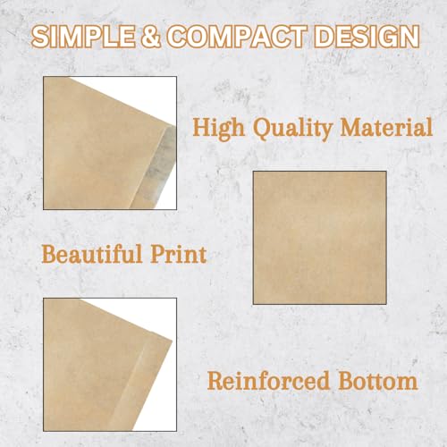 Novel Box 100 Pack Plain Kraft Print Flat Merchandise Bags 6x9 in - color: Plain Kraft, size: 6" x 9" Inches