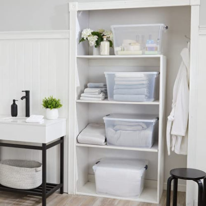 Rubbermaid Cleverstore 71 Qt Clear Storage Bins with Lids, 4-Pack, Stackable, BPA-Free, Made in USA - size: 71 Qt - 4 Pack