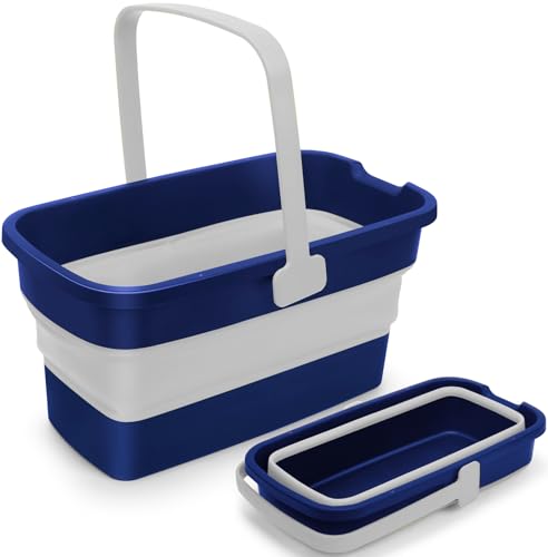 Collapsible Mop Bucket for Cleaning with Handle, 3 Gallon - color: Blue