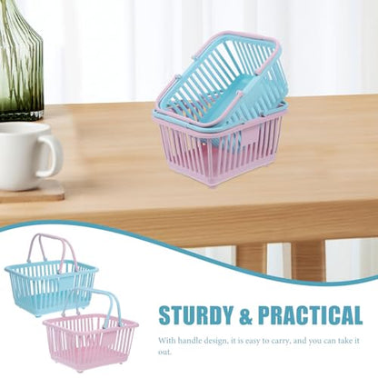 Cabilock Handheld Shopping Basket Plastic Storage Basket for Toys Home Sundries and Fruit Portable Grocery 6.29 X 5.11 X 3.14 in 2 Pack