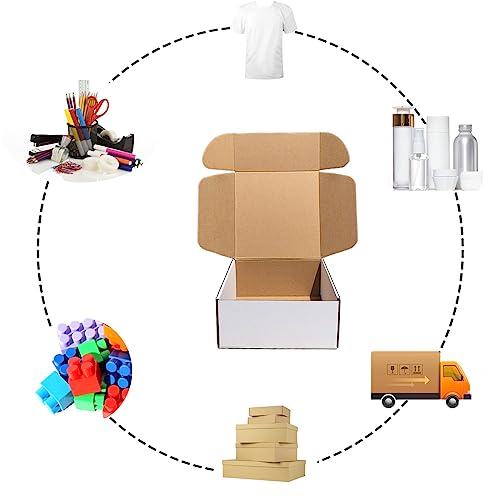 Shipping Boxes 9x9x4 inch Pack of 20, White Corrugated Cardboard Mailer Box - color: White