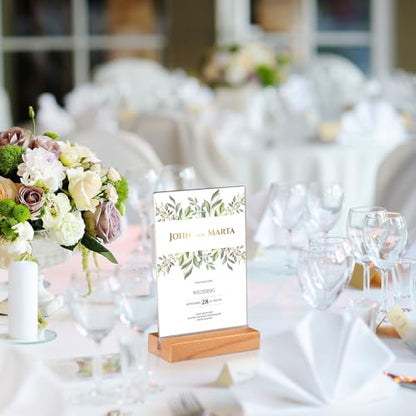 Vinsot 24 Pack 4 x 6 Inches Clear Acrylic Sign Holder with Wood Base - color: Clear, size: 4 x 6 inches