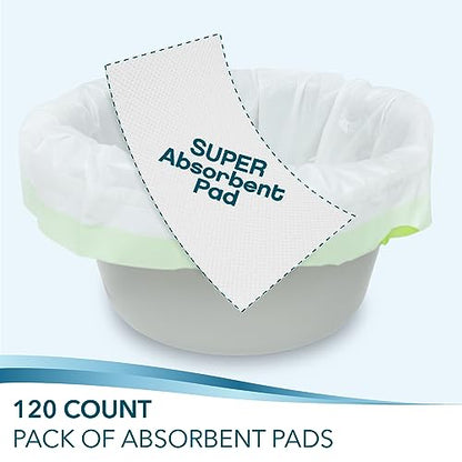 TidyCare Disposable Bedside Commode Pads for Adult Portable Toilet Chair Bucket and Bedpan | Value Pack of 120 Commode Pads | Universal Fit Absorbent Pads for Home Medical Care - size: 120 Count (Pack of 1)