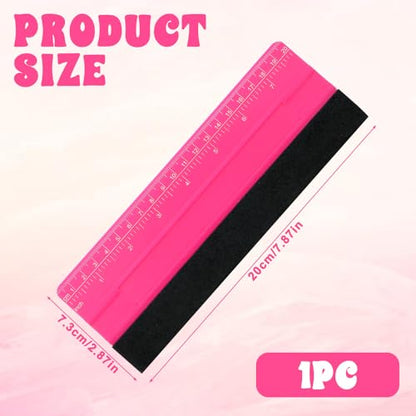 Professional Large Squeegee for Vinyl, Decals, Sticker Paper, Wallpaper, Big Size Wallpaper Smoothing Tool Squeegee with Ruler for Sign Making Graphic Window Tint Film(Pink, 8inch)