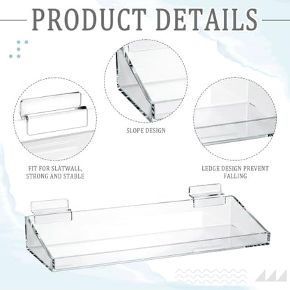 Zhehao 4 Pcs Slatwall Acrylic Shelves,14.5" X 5.1" X 2" - size: 14.5" X 5.1" X 2"