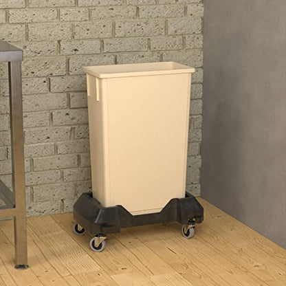 23 Gallon Beige Slim Jim Trash Can with Dolly - color: Beige, size: With Wheels, style: No Lid