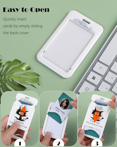 Uniclife Fashionable Sliding Badge Holder Exploding Fluff Cat Plastic Card Holder with Retractable Badge Reel Carabiner & Detachable Lanyard Vertical Card Protector for Office Worker Teacher Student - color: Exploding Fluff Cat