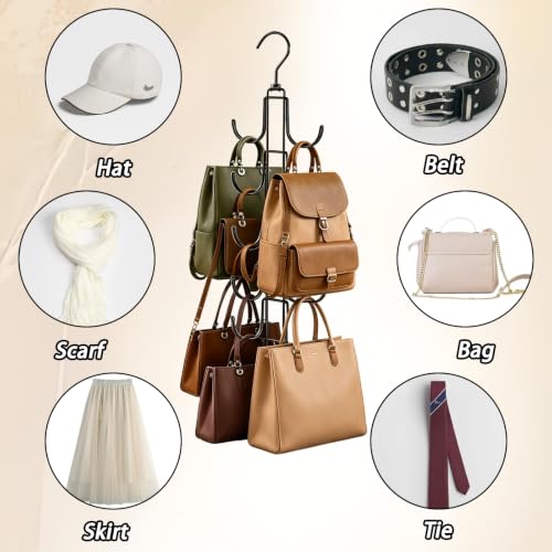 Black Hat Organizer for Closet, Collapsible Metal Purse Organizer - color: Black