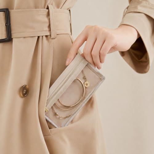 KarSyon Jewelry Travel Pouch Case 10 Velvet Zipper Pouches Clear Design - color: 10PCS Beige, size: Large