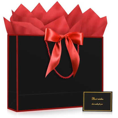 YoungTree Black-Pink 12.6" Medium Gift Bags with Handles, Gift Bag Set - color: Black-Pink