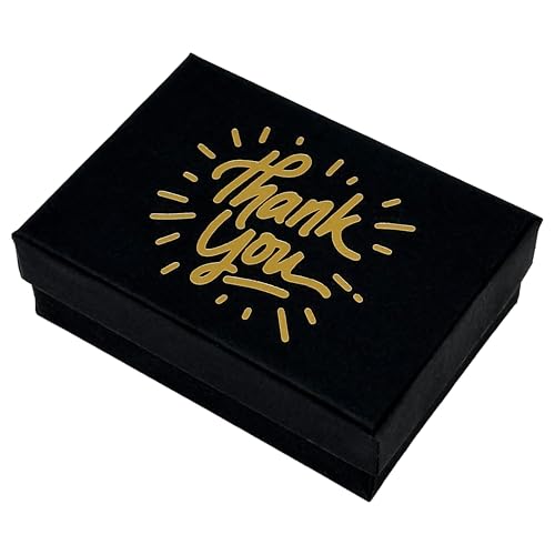 TheDisplayGuys 10pc Cardboard Gift Boxes with Lids and Paddings - Thank You - color: Black / Gold