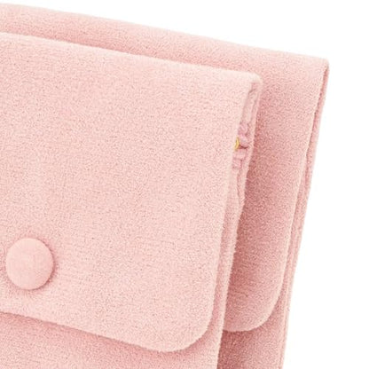 2pcs Zipper Small Velvet Jewelry Pouches,4"x4",Pink - color: Pink+Grey
