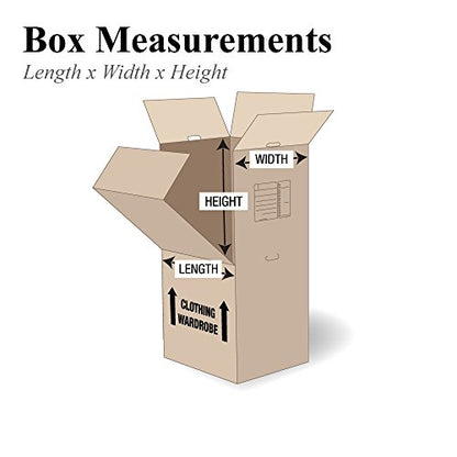 Partners Brand Wardrobe Moving Boxes, 24"L x 20"W x 46"H, Packing and Moving, Hanger Bar Sold Separately, Kraft (Pack of 5)