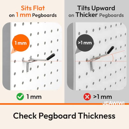 JEAWIWI 30 Pcs Metal Pegboard Hooks, 2 Inch, Fit 1/8 in Pegboard - color: Silver, size: 2in 30pcs